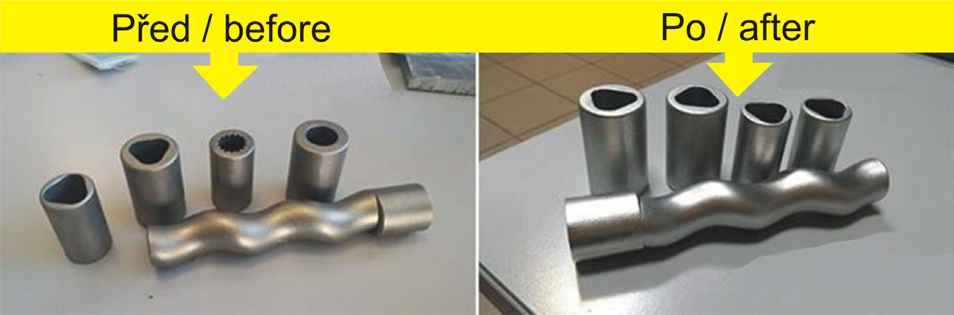 Parts before and after polishing