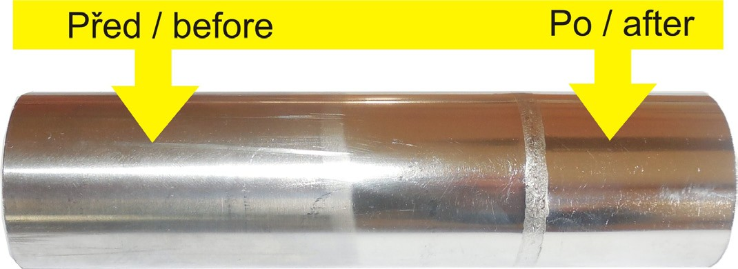 Pipe before and after polishing